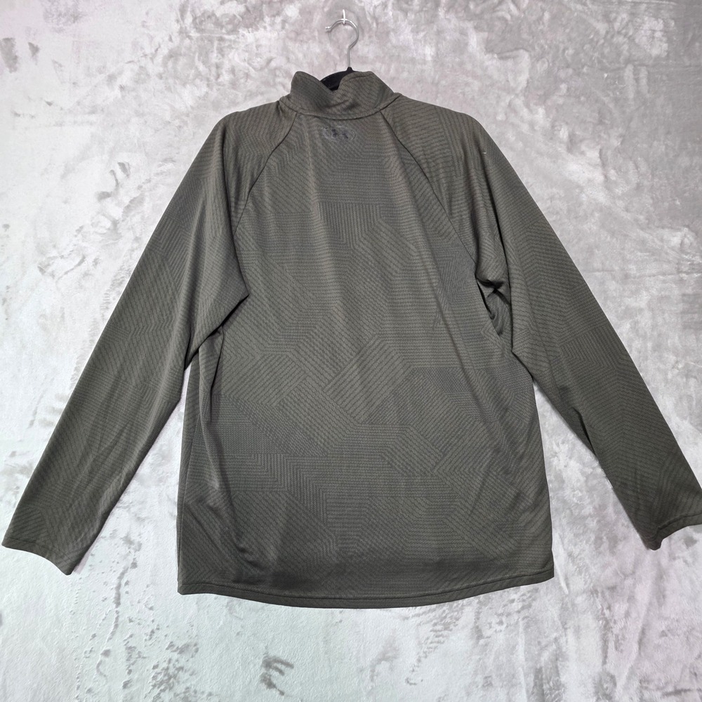 Under Armour Mens HeatGear 1/4 Zip Pullover Green Geometric Texture Large - Picture 3 of 8